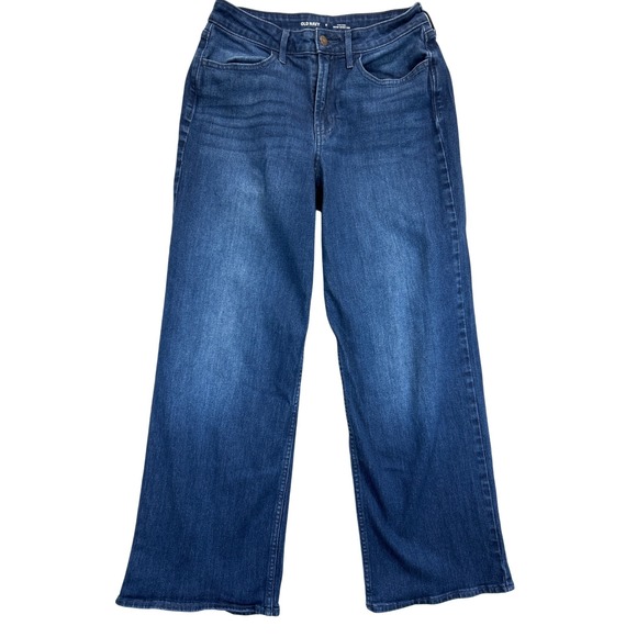 Old Navy Jeans Womens 8 WOW Wide Leg High Rise Dark Wash - Picture 1 of 8